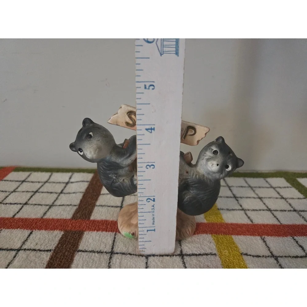 Vintage Great Smoky Mountains Bear Salt and Pepper Shakers Set Japan Ceramic